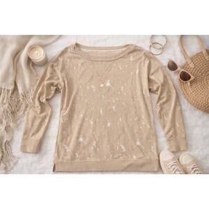 Wonderly Studio Beige Paint Splatter Sweatshirt Size Small Long Sleeve Casual